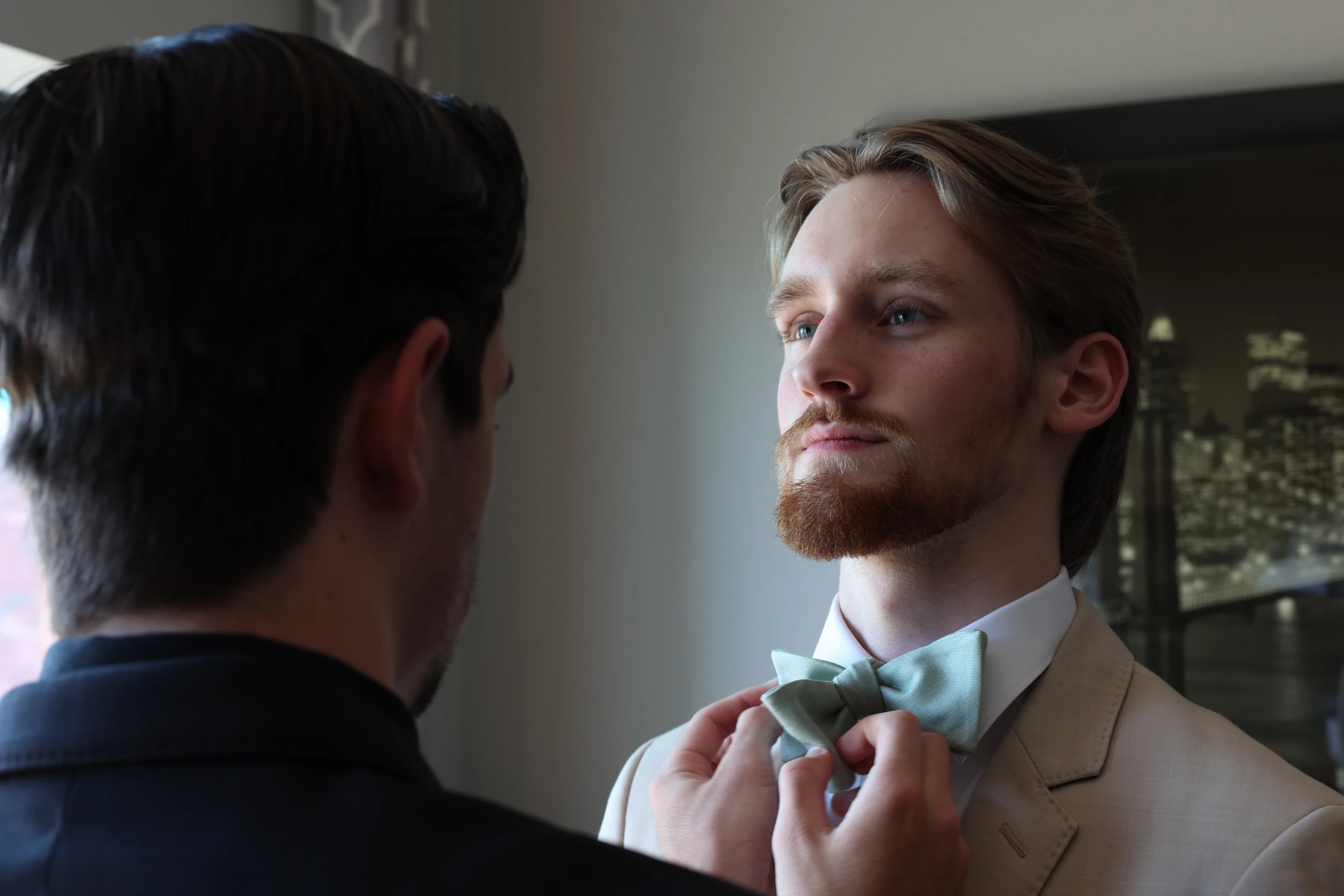 Groom getting ready